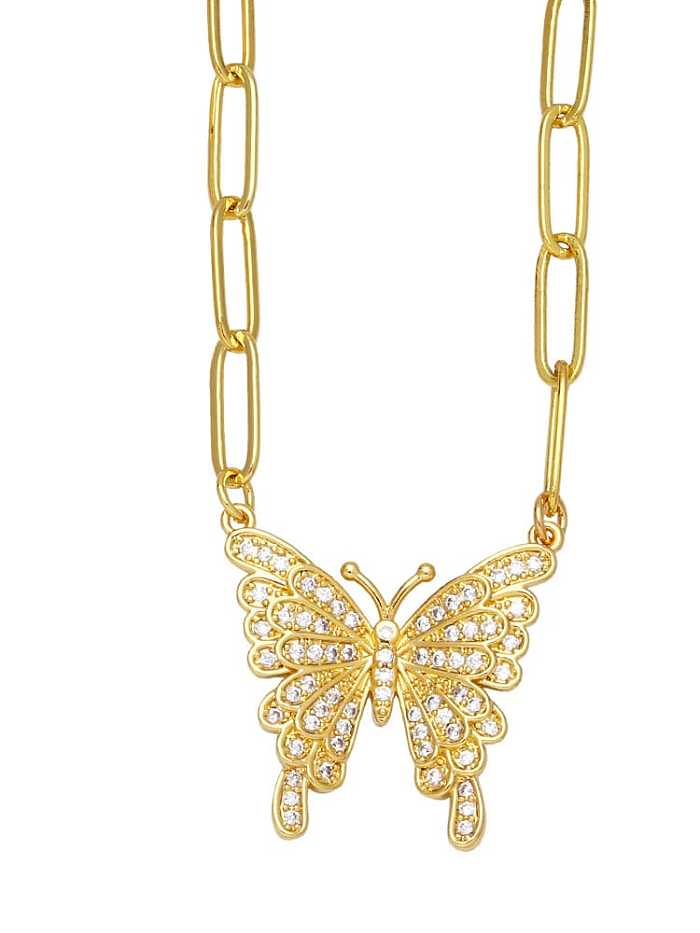Messing Zirkonia Schmetterling Vintage Halskette