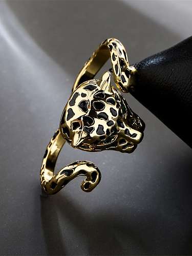 Anel de banda vintage de leopardo de bronze