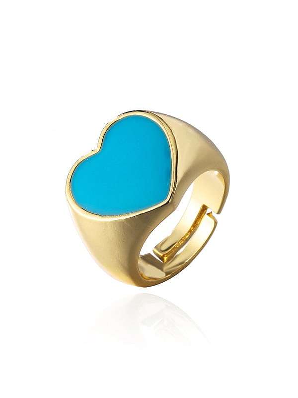 Brass Enamel Heart Vintage Band Ring