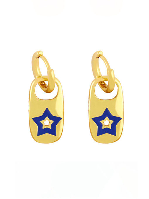 Brass Enamel Star Minimalist Huggie Earring