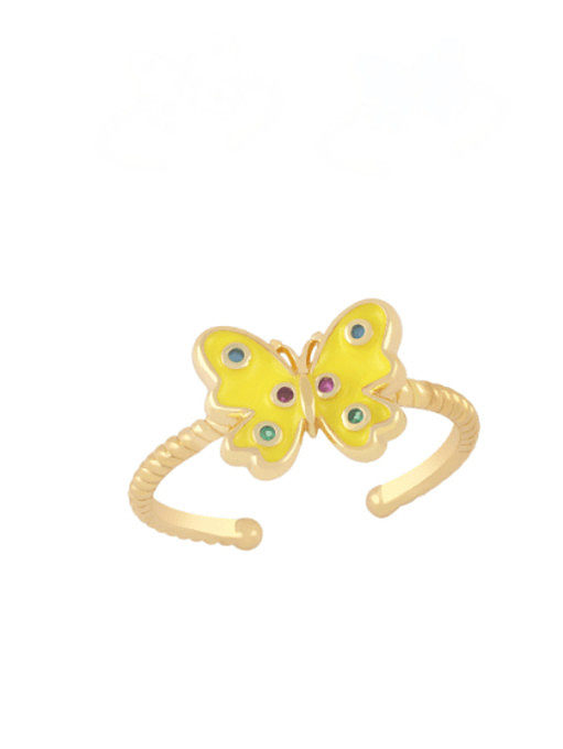 Brass Enamel Butterfly Minimalist Band Ring