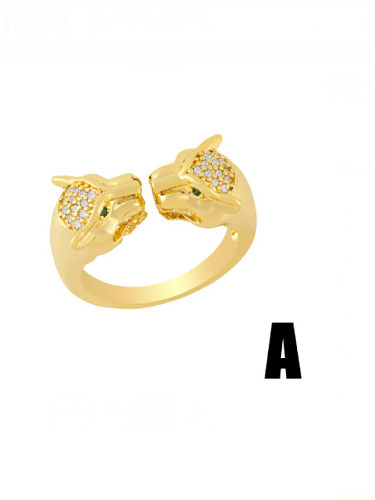 Brass Cubic Zirconia Leopard Vintage Band Ring