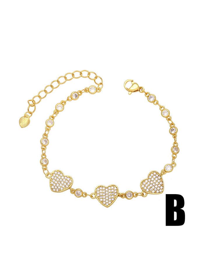 Brass Cubic Zirconia Heart Vintage Beaded Bracelet
