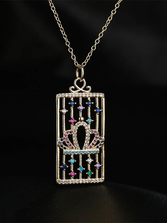 Brass Cubic Zirconia Geometric Vintage Necklace