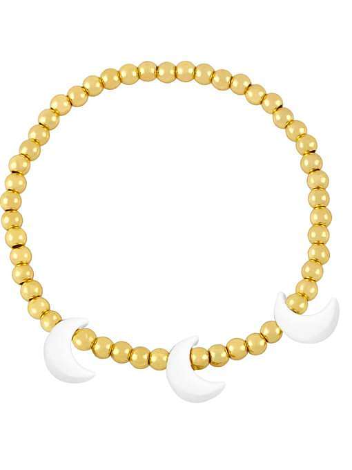 Bracelet perlé minimaliste en laiton et émail de lune