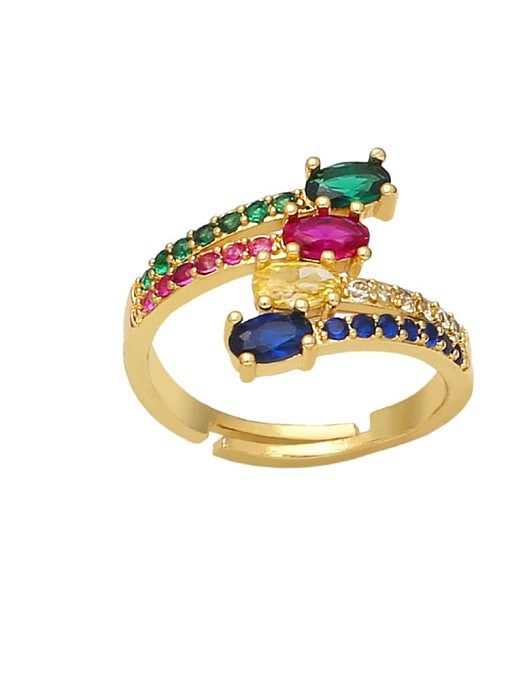 Brass Cubic Zirconia Rainbow Vintage Stackable Ring