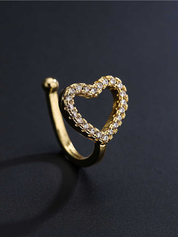 Brass Rhinestone Heart Vintage Single Ear clip(Single Only One)