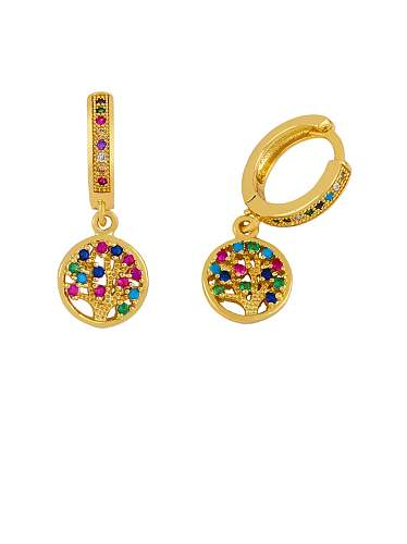 Brass Cubic Zirconia Crown Vintage Huggie Earring
