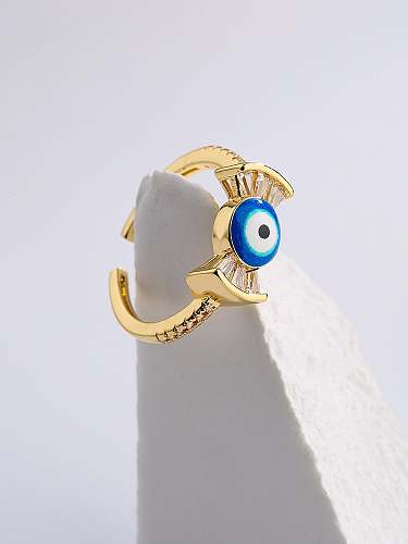 Brass Enamel Cubic Zirconia Evil Eye Hip Hop Band Ring