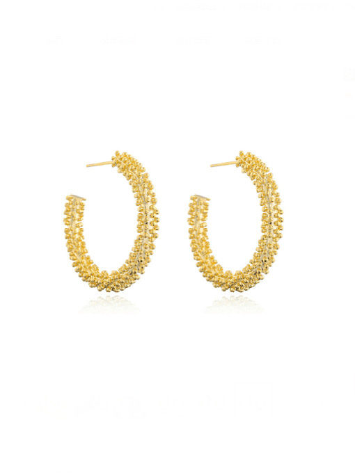 Brass Geometric Minimalist C Shape Stud Earring