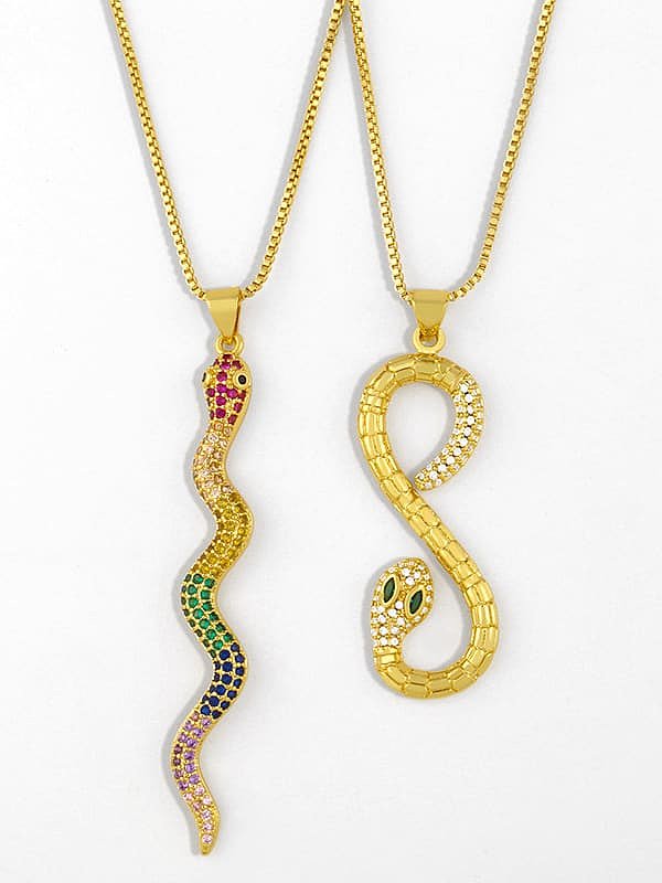 Brass Cubic Zirconia Snake Vintage Necklace
