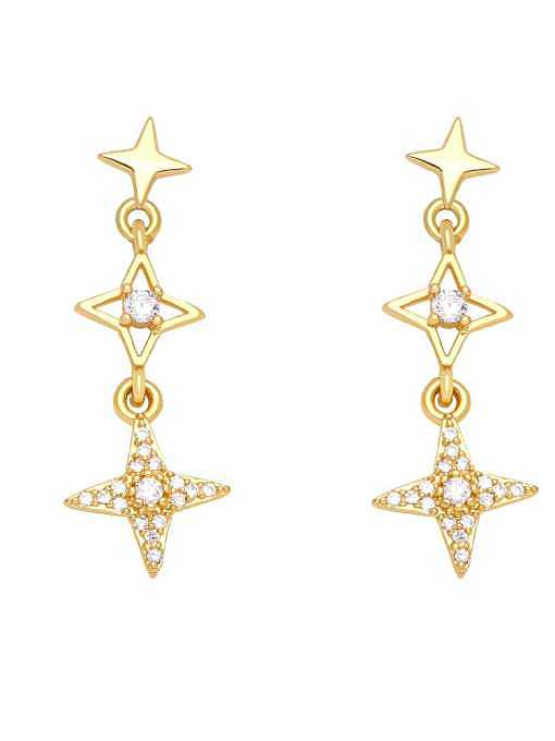 Brass Cubic Zirconia Tassel Vintage Drop Earring
