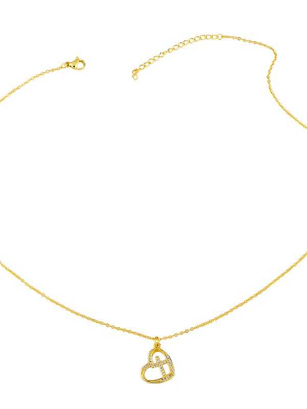 Brass Cubic Zirconia Heart Minimalist Necklace