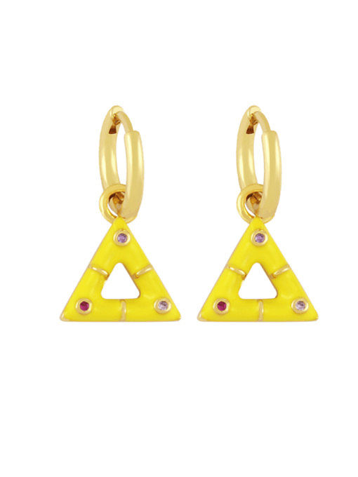 Brass Enamel Geometric Trend Huggie Earring