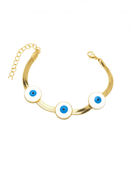 Brass Enamel Evil Eye Minimalist Bracelet