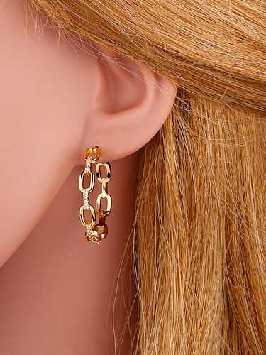 Brass Cubic Zirconia Hollow Geometric Bohemia Hoop Earring