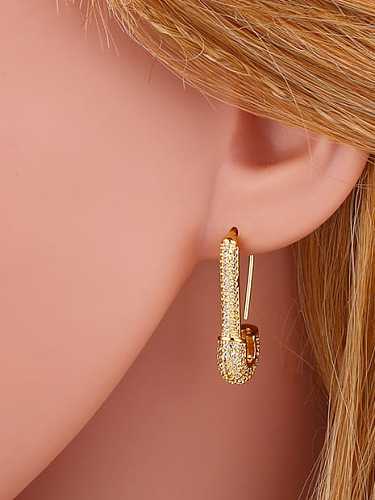 Brass Cubic Zirconia Geometric Pin Ethnic Stud Earring