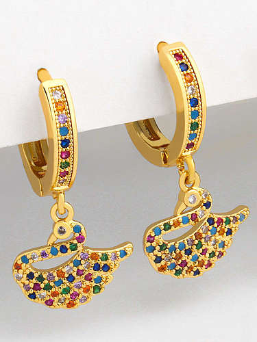 Brass Swan Vintage Huggie Earring