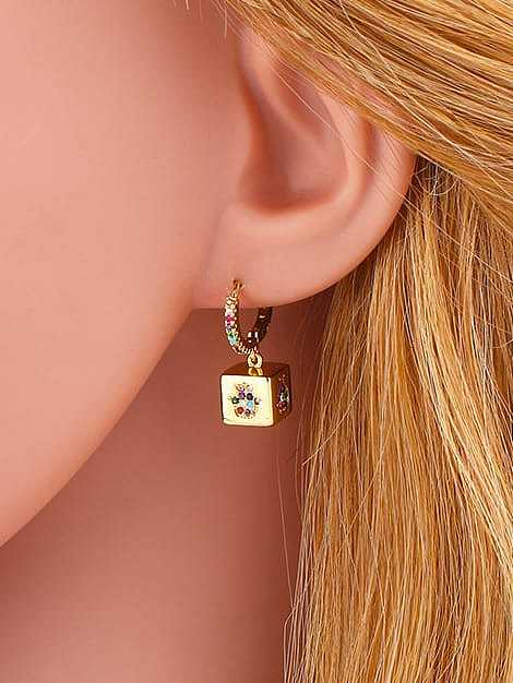 Brass Cubic Zirconia Geometric Ethnic Huggie Earring