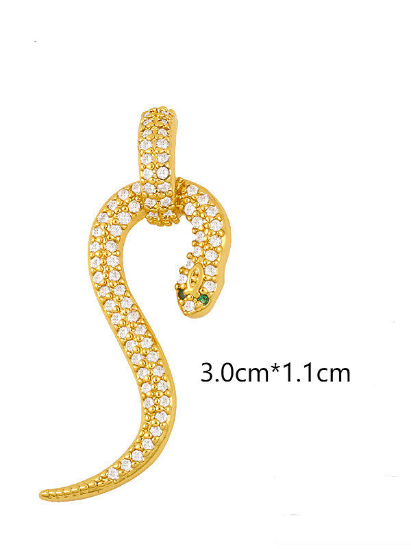 Boucles d'oreilles pendantes vintage serpent en laiton et zircon cubique