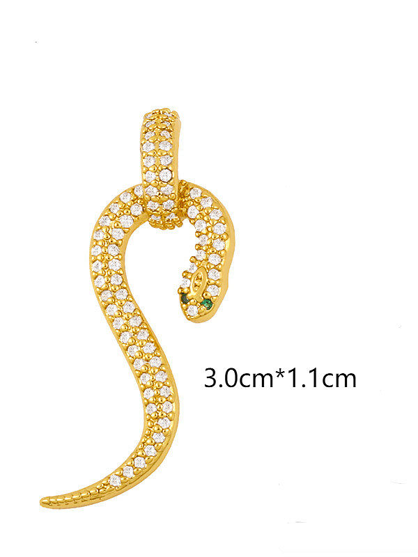 Brass Cubic Zirconia Snake Vintage Drop Earring
