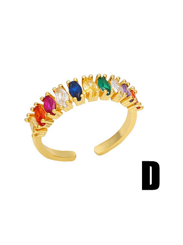 خاتم نحاسي زركونيا متعدد الألوان بتصميم هندسي عتيق