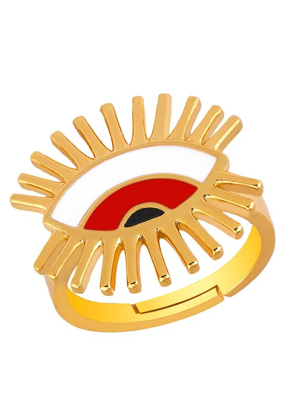 Brass Enamel Evil Eye Vintage Band Ring