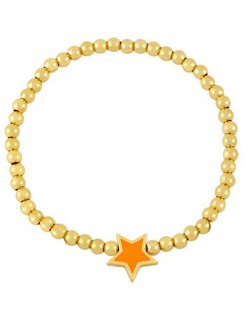 Brass Enamel Star Vintage Beaded Bracelet