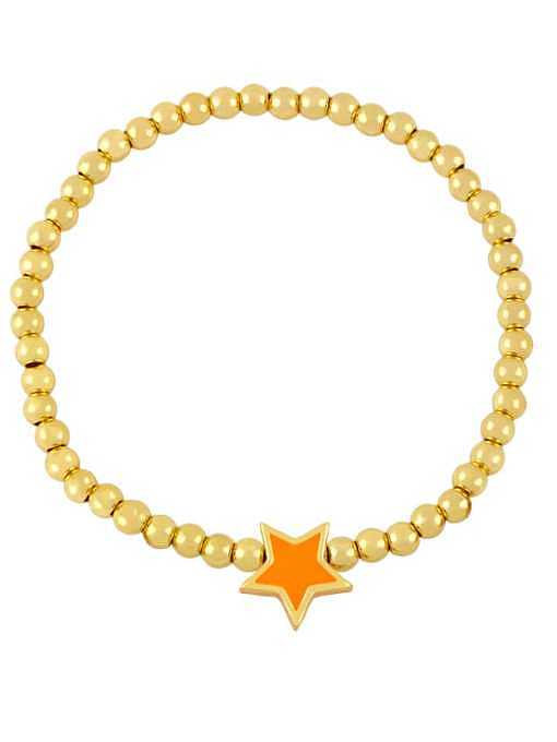 Bracelet perlé vintage étoile en laiton émaillé