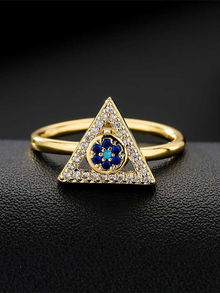 Brass Cubic Zirconia Triangle Vintage Band Ring