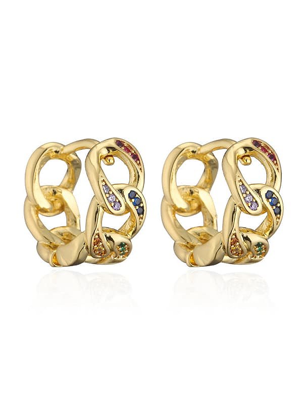 Brass Cubic Zirconia Geometric Vintage Huggie Earring