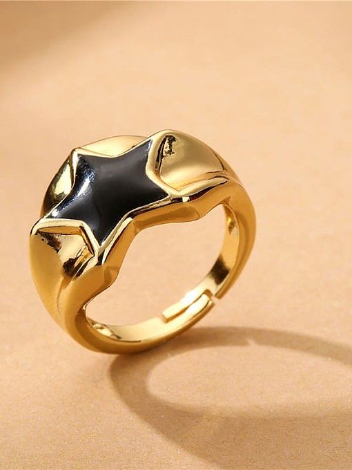 Brass Enamel Five-Pointed Star Minimalist Band Ring