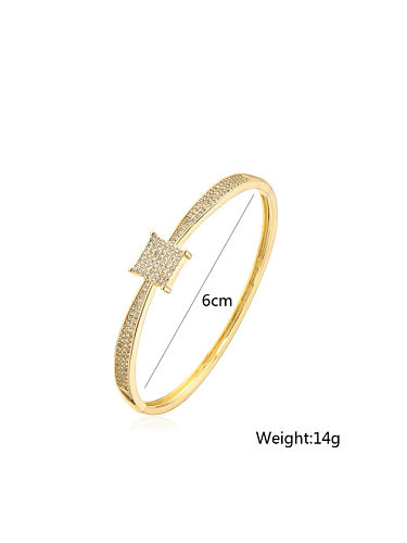 Brass Cubic Zirconia Geometric Minimalist Band Bangle