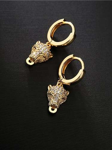 Brass Cubic Zirconia Leopard Vintage Huggie Earring