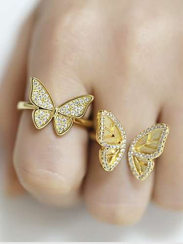 Brass Cubic Zirconia Butterfly Vintage Band Ring