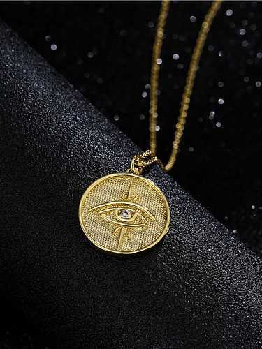Brass Evil Eye Vintage Round Pendant Necklace