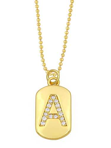 Brass Cubic Zirconia Message Vintage Geometry Pendnat Necklace