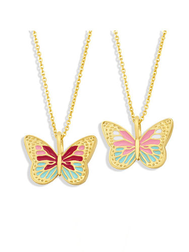 Brass Enamel Butterfly Minimalist Necklace
