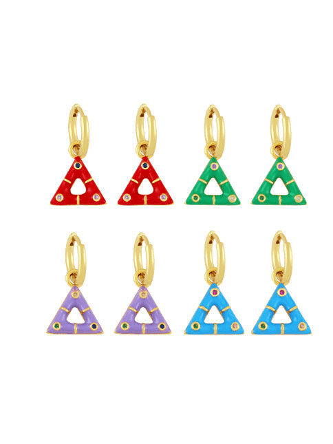 Brass Enamel Geometric Trend Huggie Earring