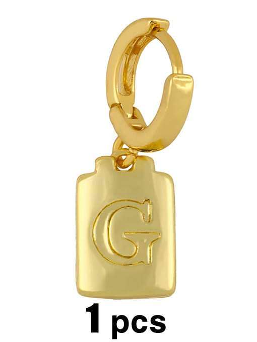 Brass Minimalist Simple Square Glossy 26 Letter Huggie Earring(single)