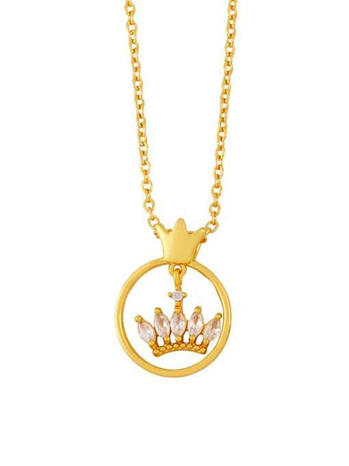 Brass Cubic Zirconia Crown Butterfly Hip Hop Tassel Necklace
