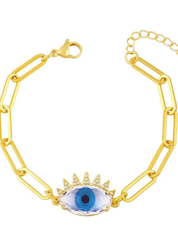 Brass Enamel Evil Eye Vintage Link Bracelet