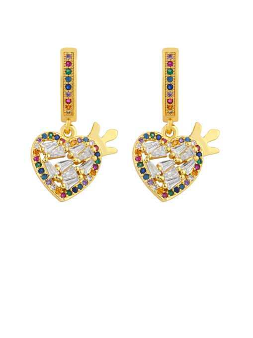 Brass Cubic Zirconia Heart Vintage Drop Earring