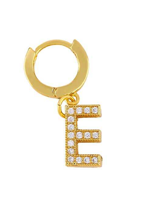 Brass Cubic Zirconia Letter Ethnic Huggie Earring