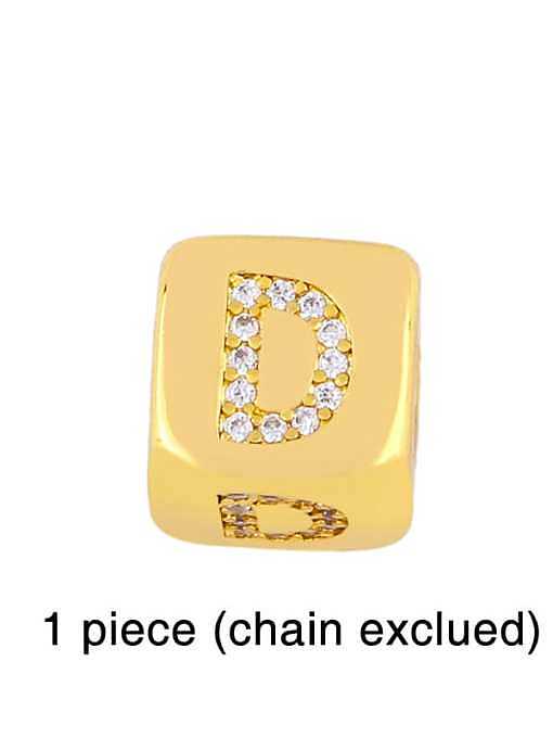 Brass Cubic Zirconia square Letter Minimalist Adjustable Bracelet