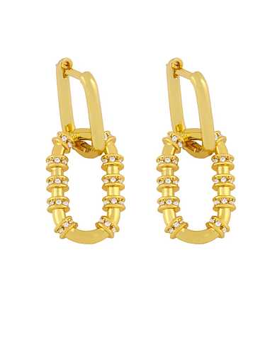 Brass Cubic Zirconia Geometric Vintage Drop Earring