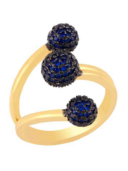 Brass Cubic Zirconia Round Ball Vintage Band Ring