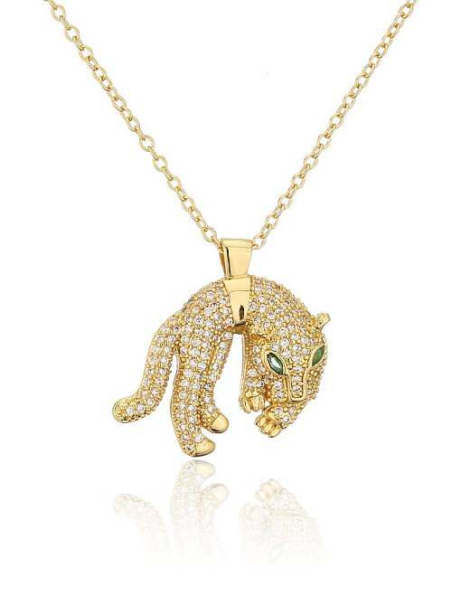 Brass Cubic Zirconia Animal Vintage Necklace