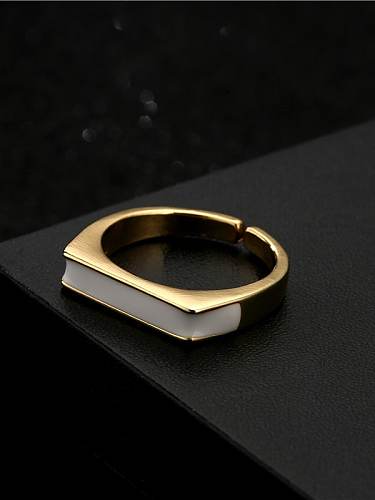 Brass Enamel Geometric Minimalist Band Ring