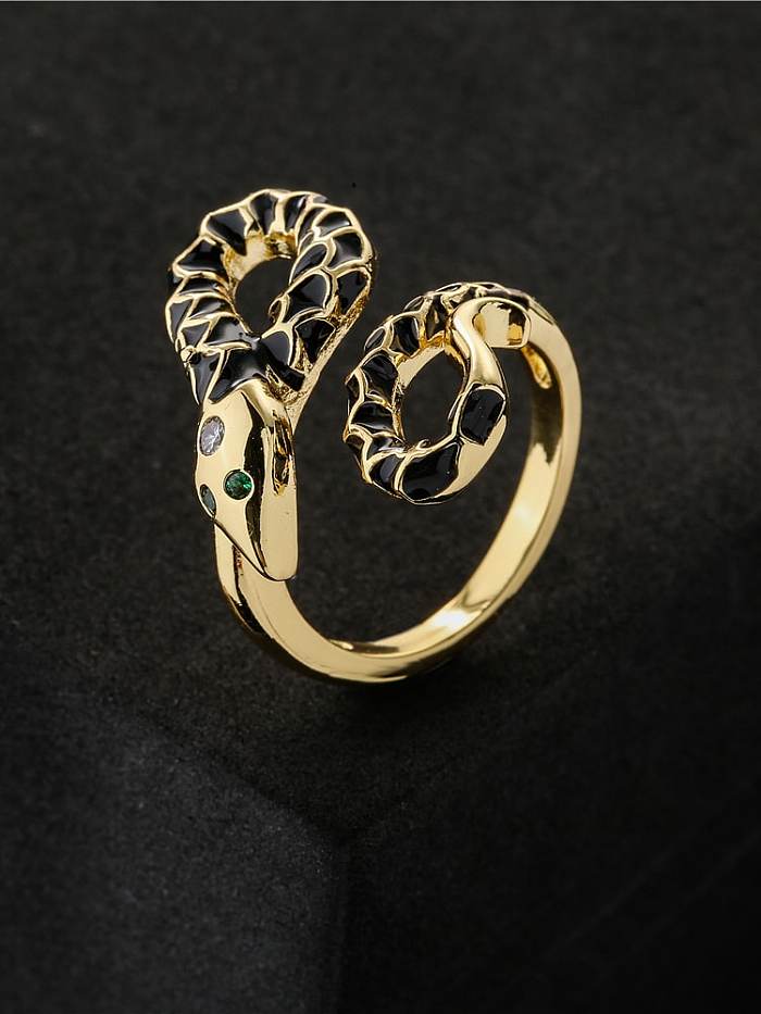 Brass Enamel Snake Vintage Band Ring